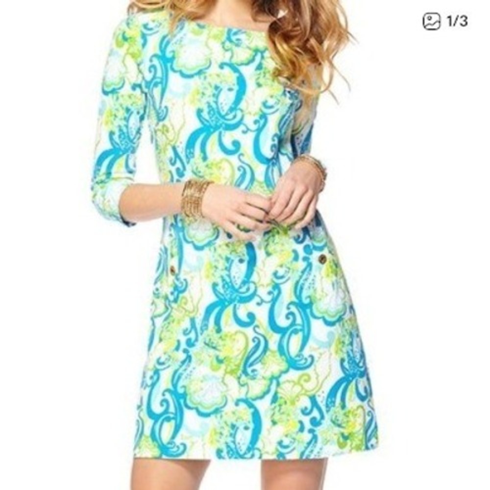 Lilly Pulitzer‎ Charlene Dress Blue Green Paisley Print Mini Size S Maximalism